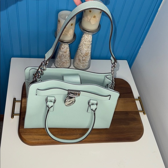 NWOT Authentic Michael Kors Hamilton East West Celadon Satchel - Picture 7 of 13